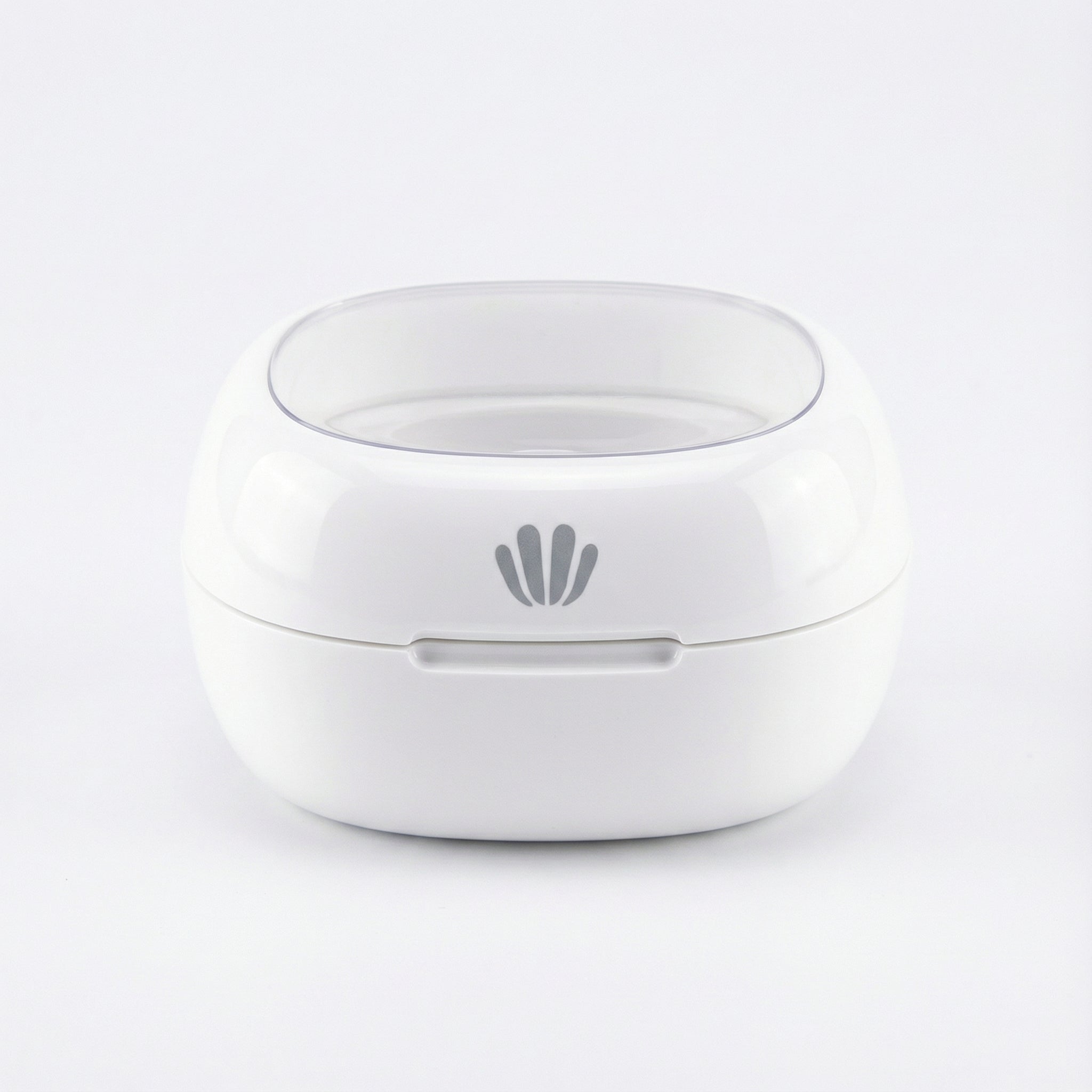 White electronic case with a brand logo on a white background