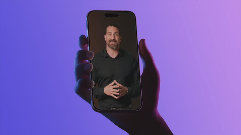 A closeup of an iphone showcasing an educational video from the influencer Andrew Hubermann